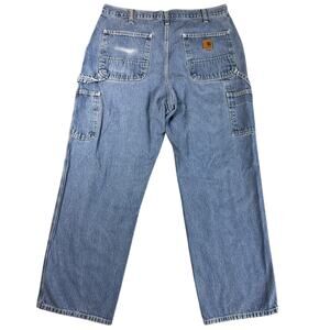 Carhartt Jeans Carpenter Mens 34 Blue Denim 100% Cotton Work Pants Y2K